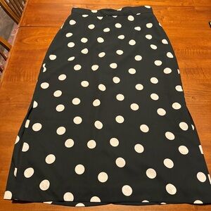 Ann Taylor Satin Navy Polka Dot Skirt Size 8